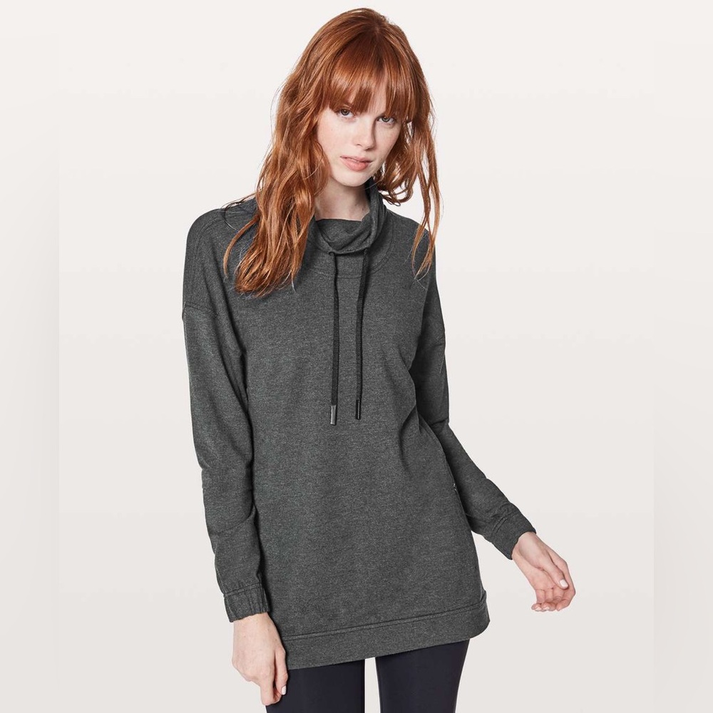 Lululemon Twisted & Tucked Long Sleeve Heathered Mod Black Size 6